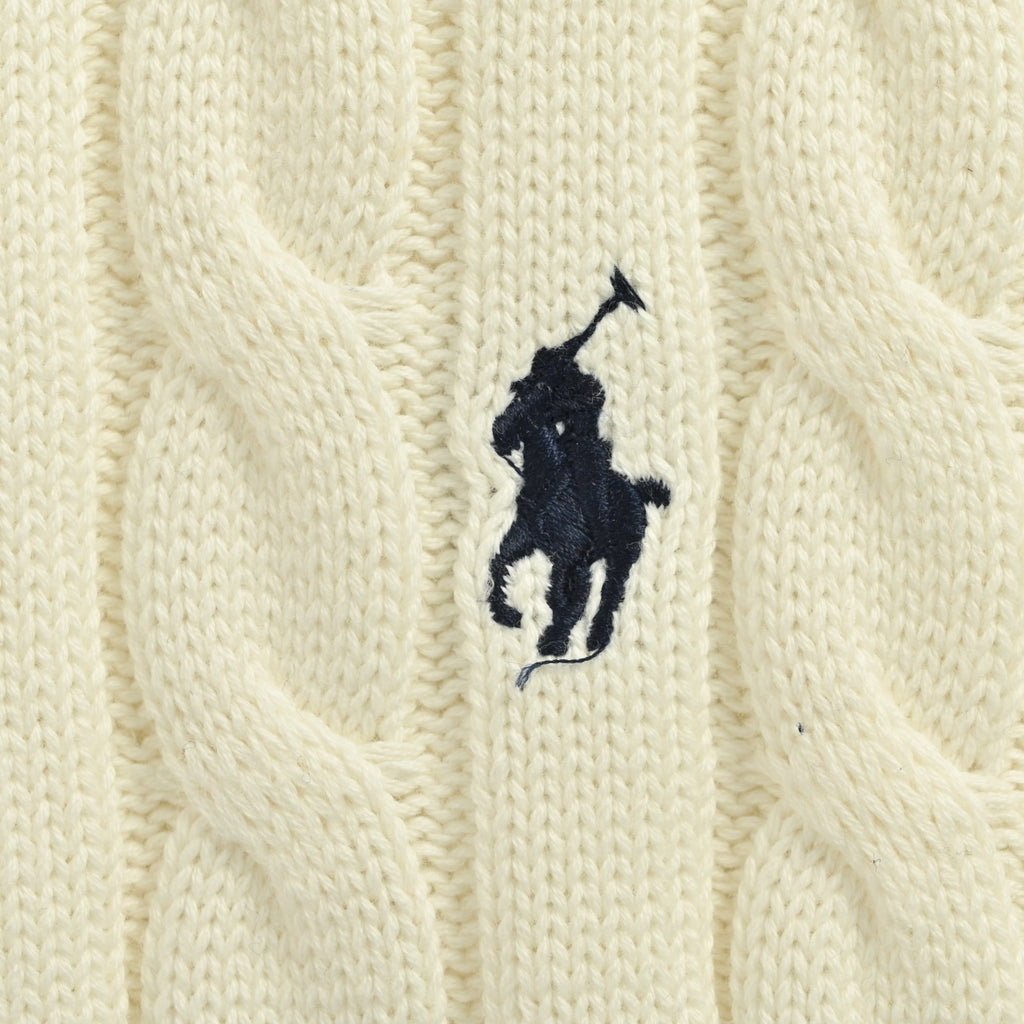 Ralph Lauren Pony-Logo Cable-Knit Half-Zip Sweater | Ivory