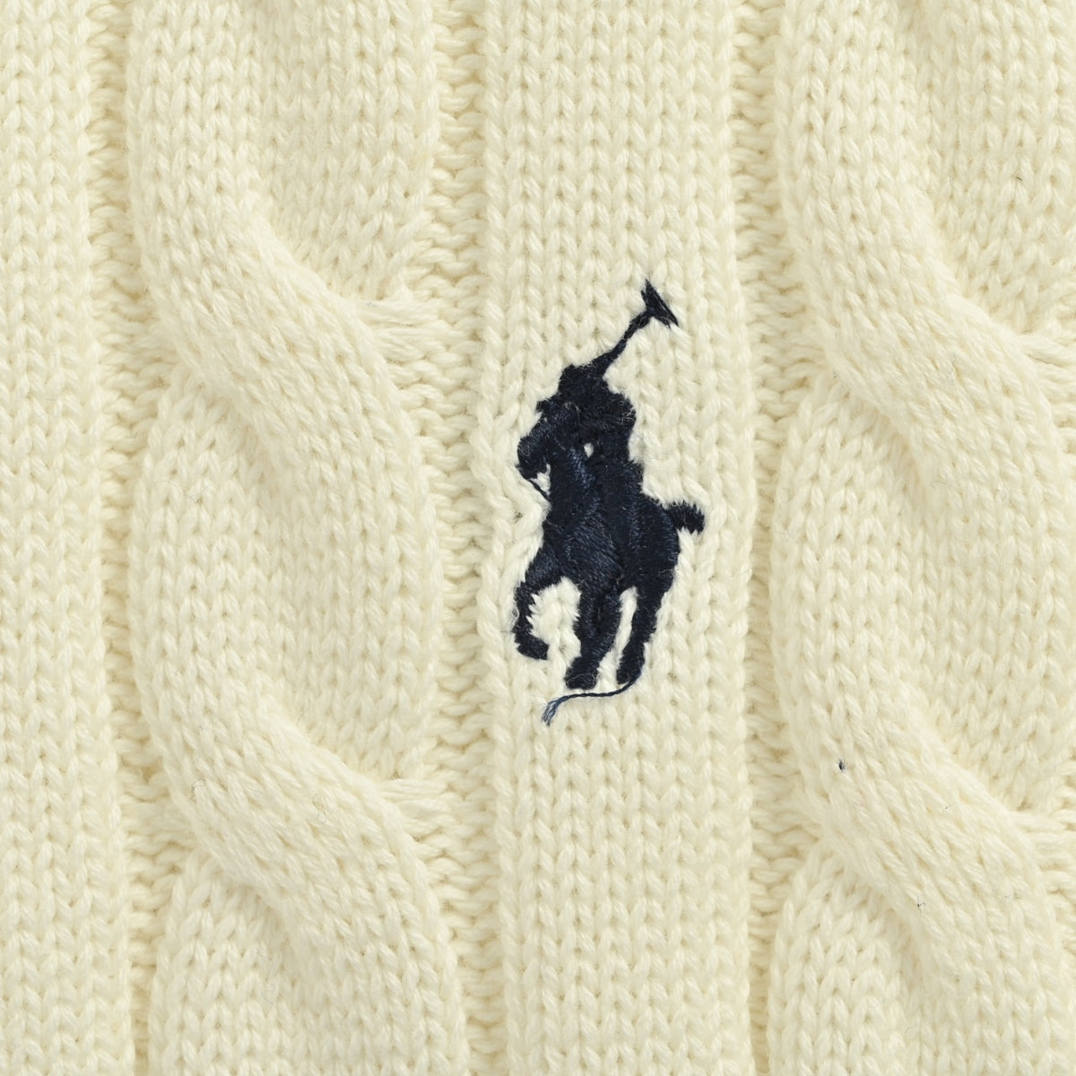 Ralph Lauren Pony-Logo Cable-Knit Half-Zip Sweater | Ivory