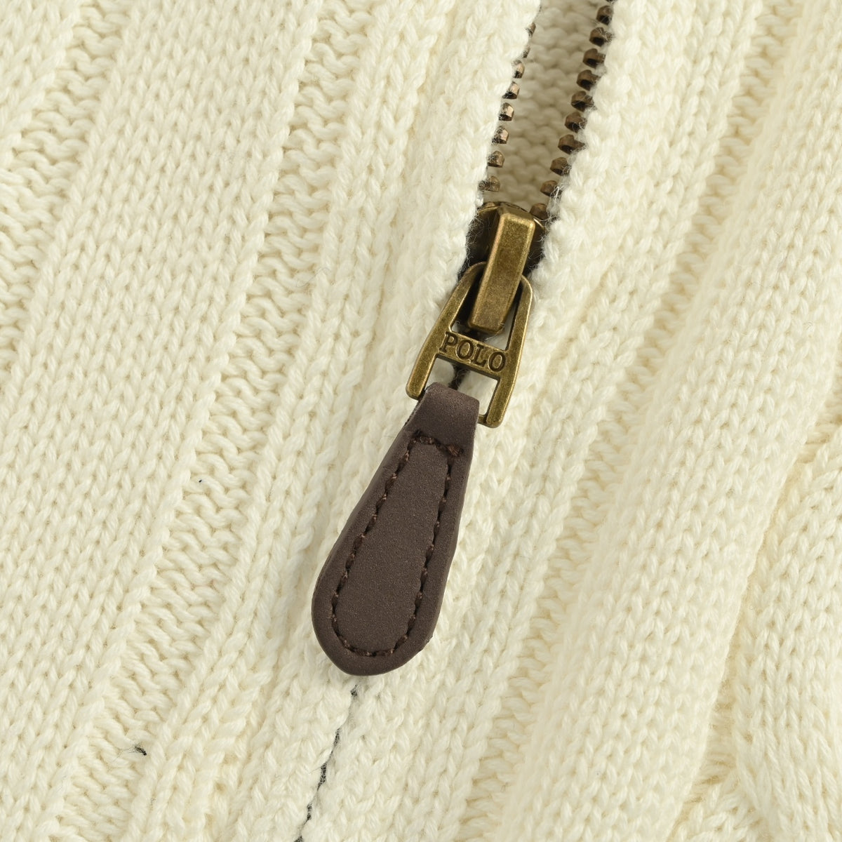 Ralph Lauren Pony-Logo Cable-Knit Half-Zip Sweater | Ivory