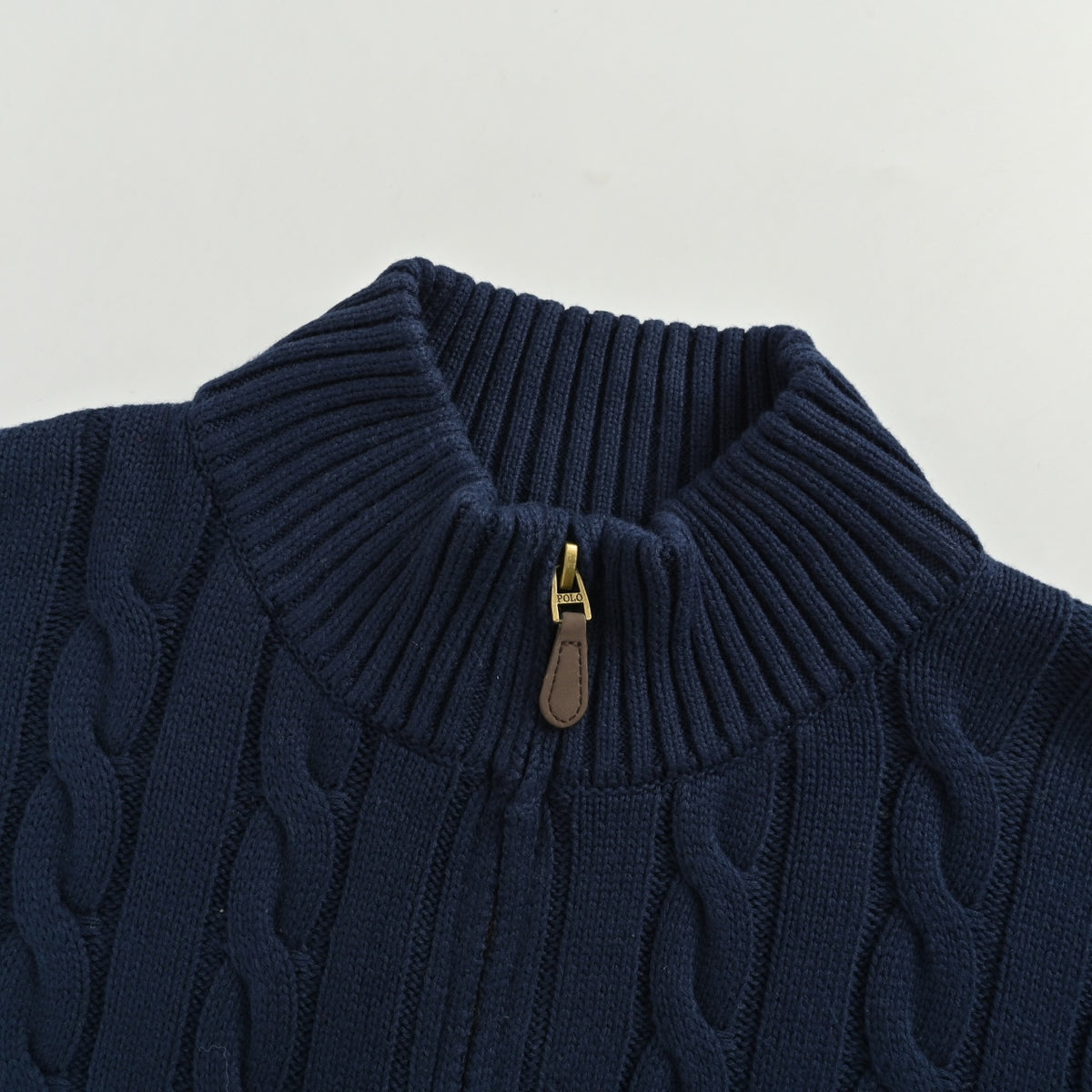 Ralph Lauren Pony-Logo Cable-Knit Half-Zip Sweater | Dark Navy