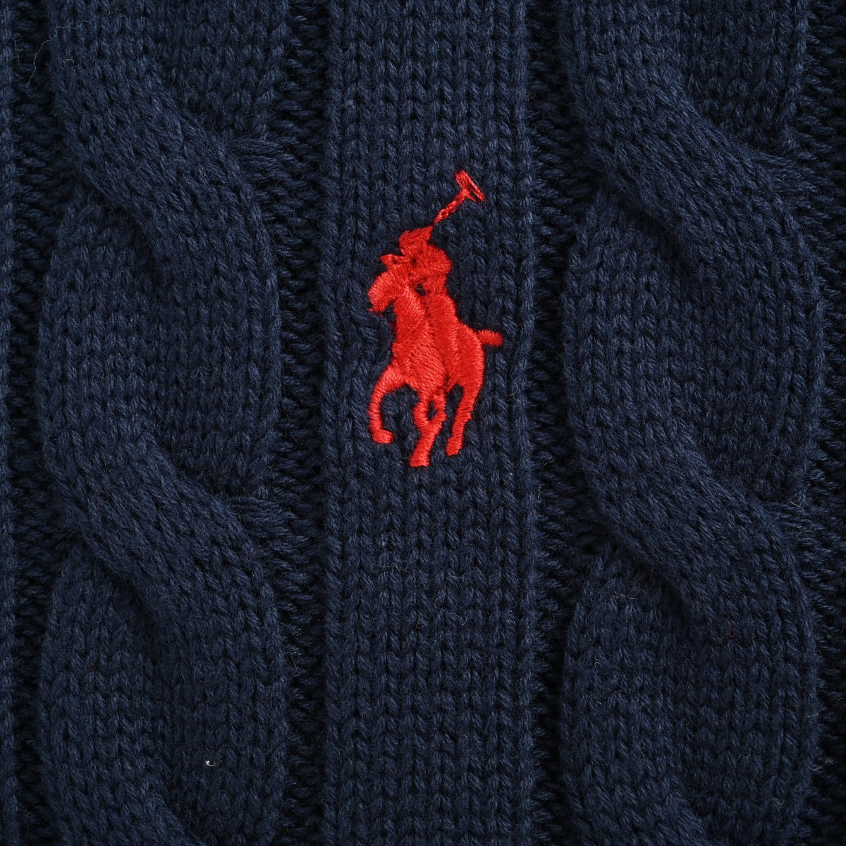 Ralph Lauren Pony-Logo Cable-Knit Half-Zip Sweater | Dark Navy