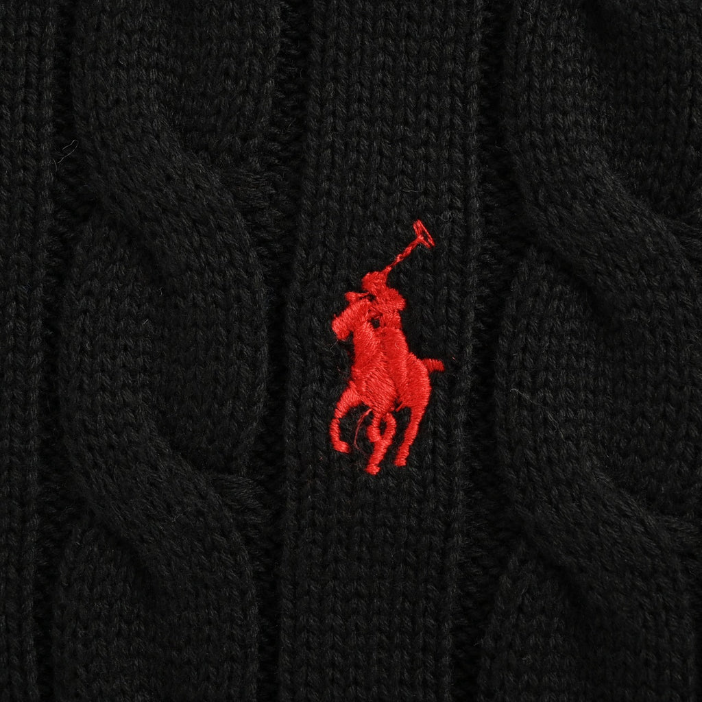 Ralph Lauren Pony-Logo Cable-Knit Half-Zip Sweater | Black