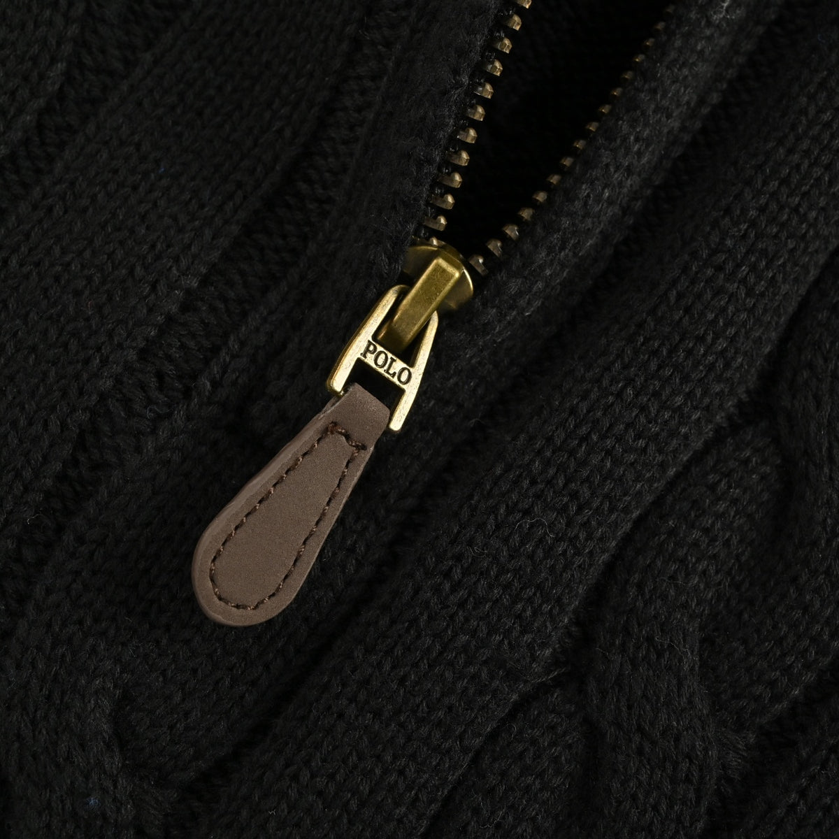 Ralph Lauren Pony-Logo Cable-Knit Half-Zip Sweater | Black