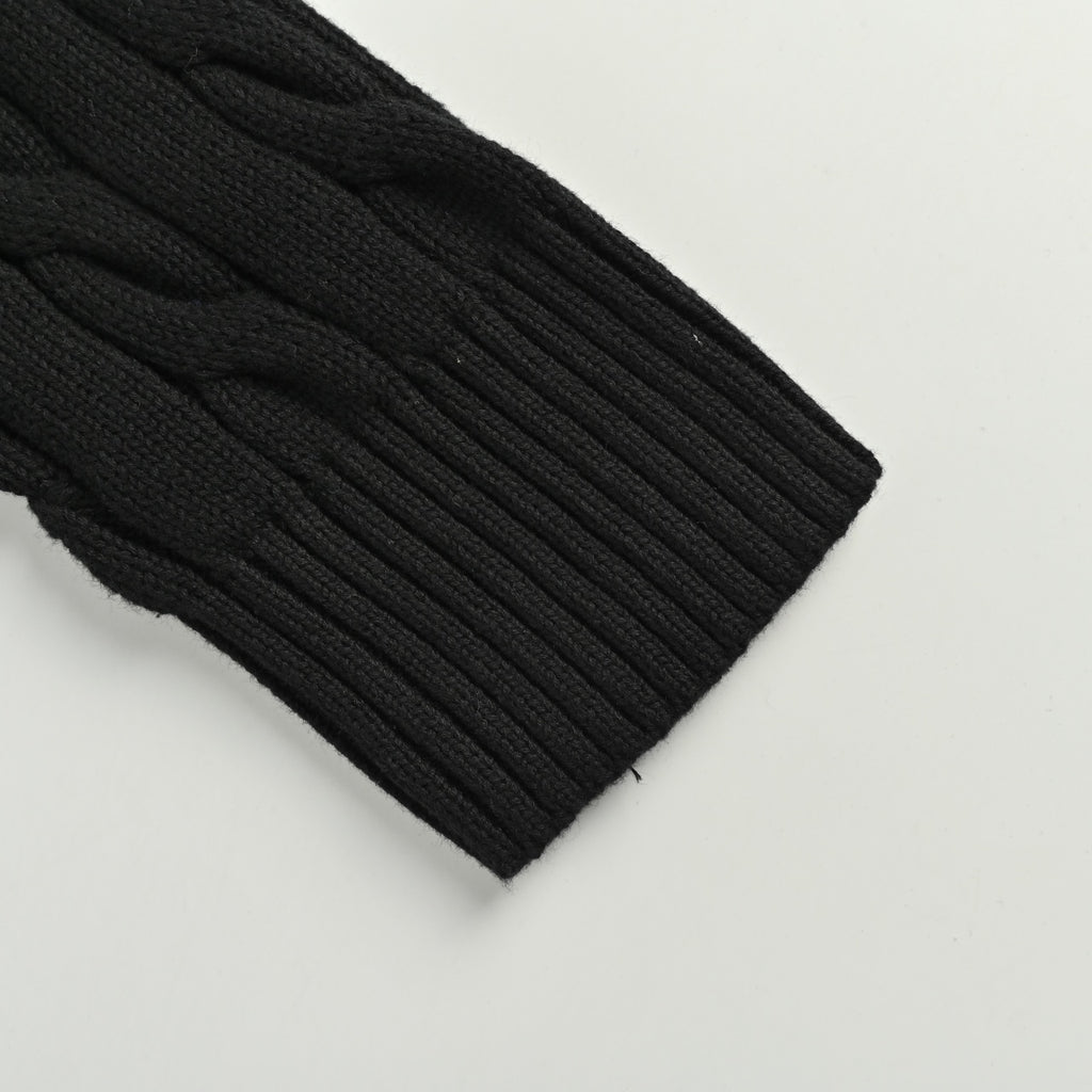 Ralph Lauren Pony-Logo Cable-Knit Half-Zip Sweater | Black