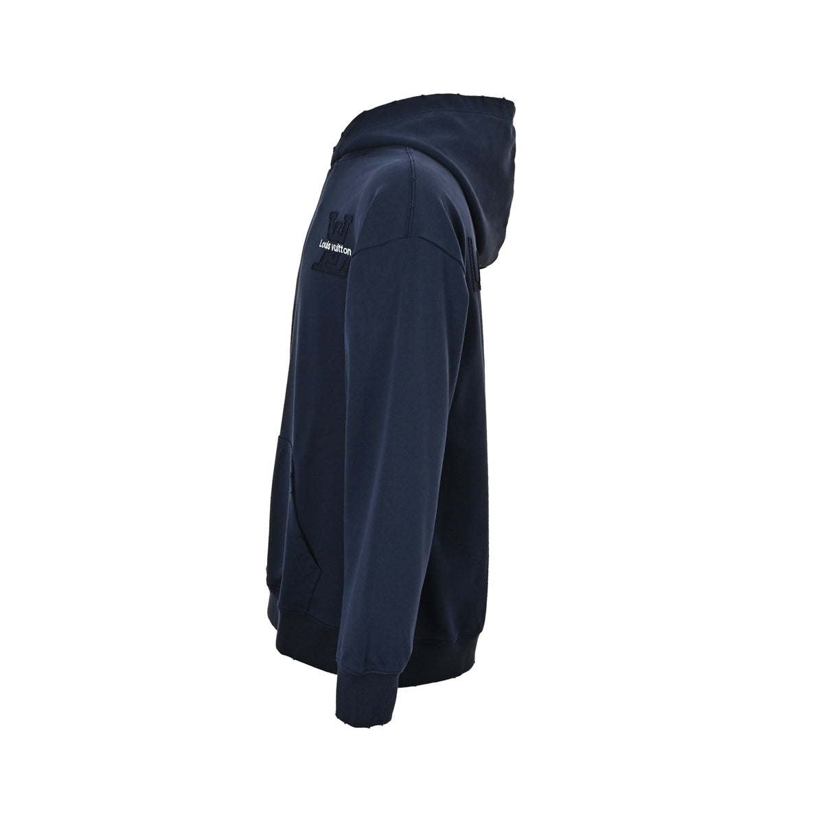 Louis Vuitton Letter-Logo Embroidered Distressed Hoodie | Dark Navy
