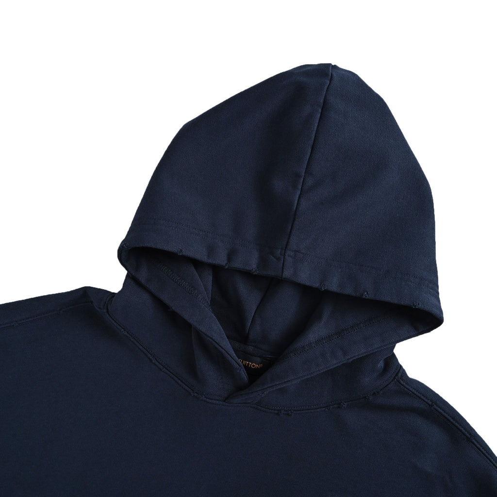 Louis Vuitton Letter-Logo Embroidered Distressed Hoodie | Dark Navy
