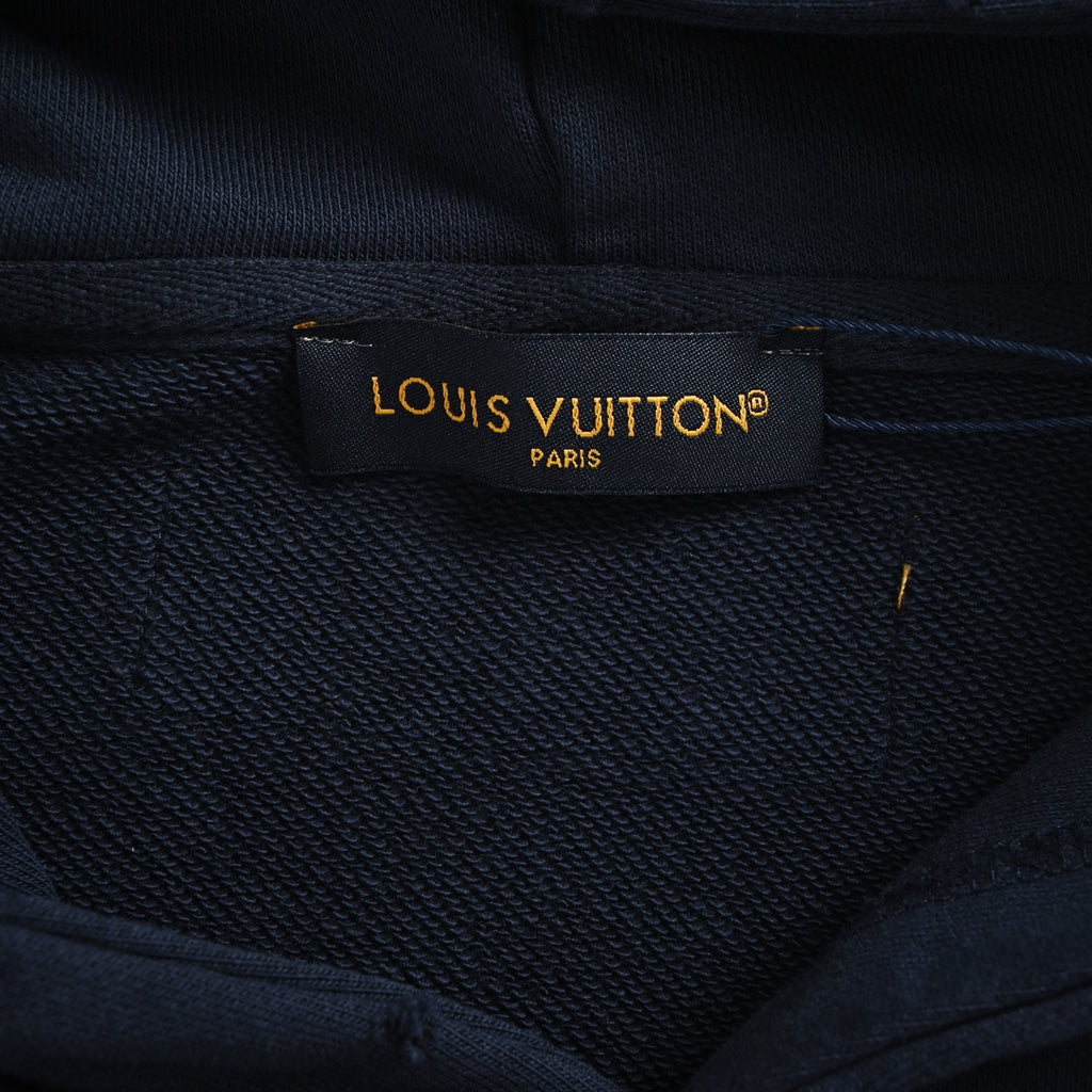 Louis Vuitton Letter-Logo Embroidered Distressed Hoodie | Dark Navy