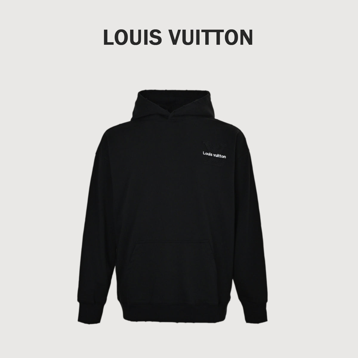 Louis Vuitton Letter-Logo Embroidered Distressed Hoodie | Black