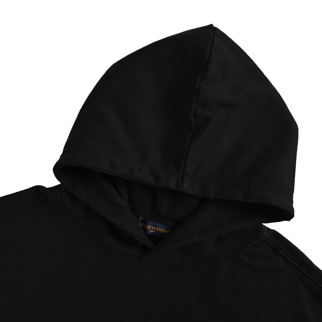 Louis Vuitton Letter-Logo Embroidered Distressed Hoodie | Black