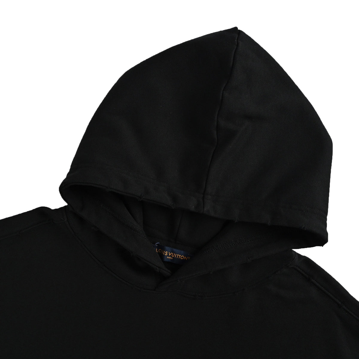 Louis Vuitton Letter-Logo Embroidered Distressed Hoodie | Black