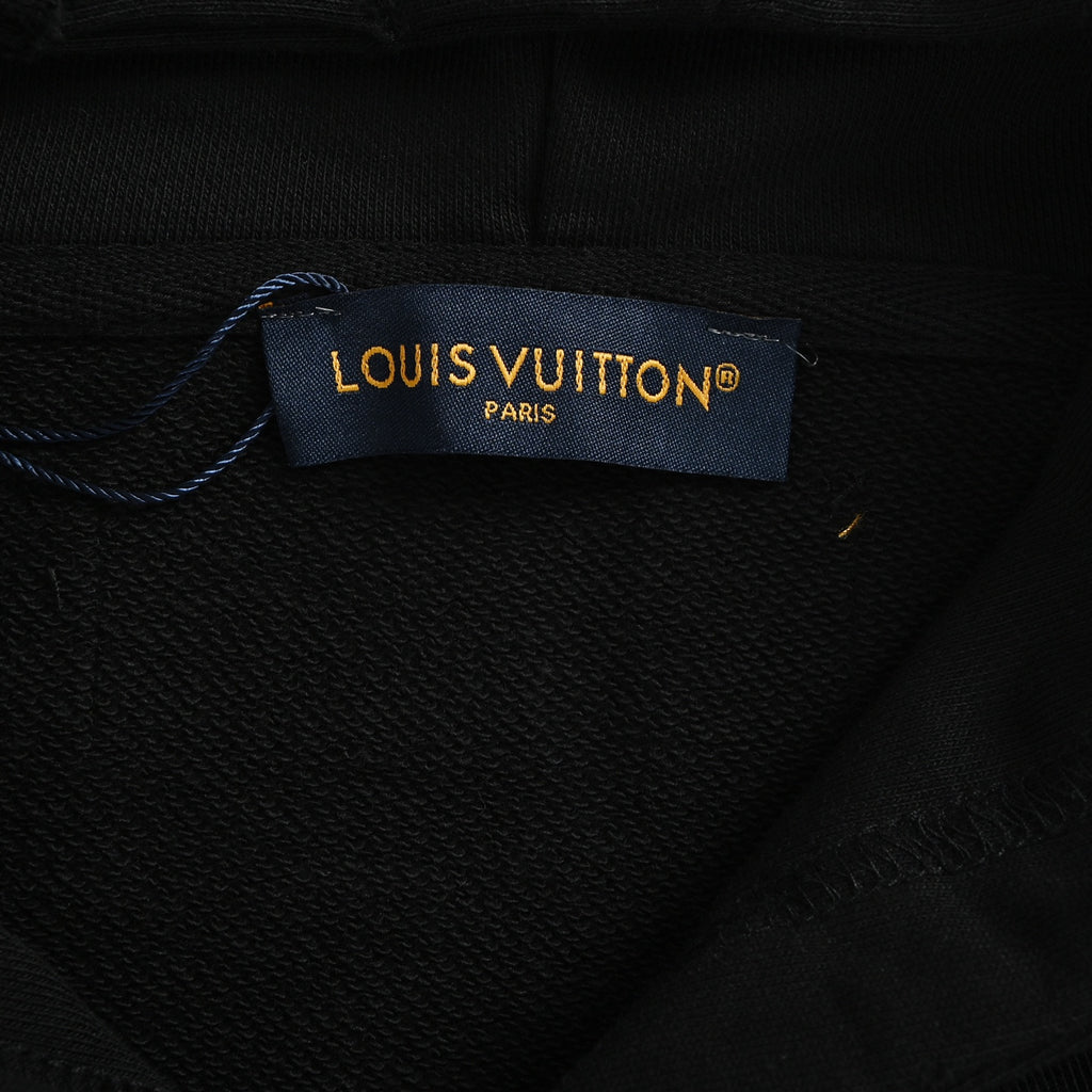 Louis Vuitton Letter-Logo Embroidered Distressed Hoodie | Black
