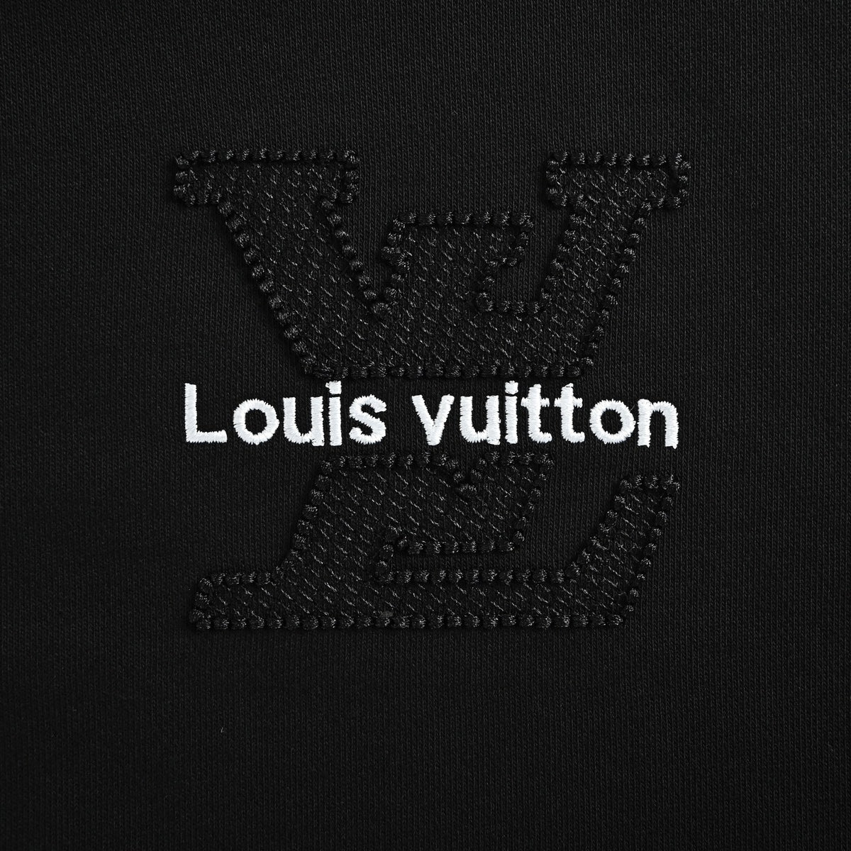 Louis Vuitton Letter-Logo Embroidered Distressed Hoodie | Black