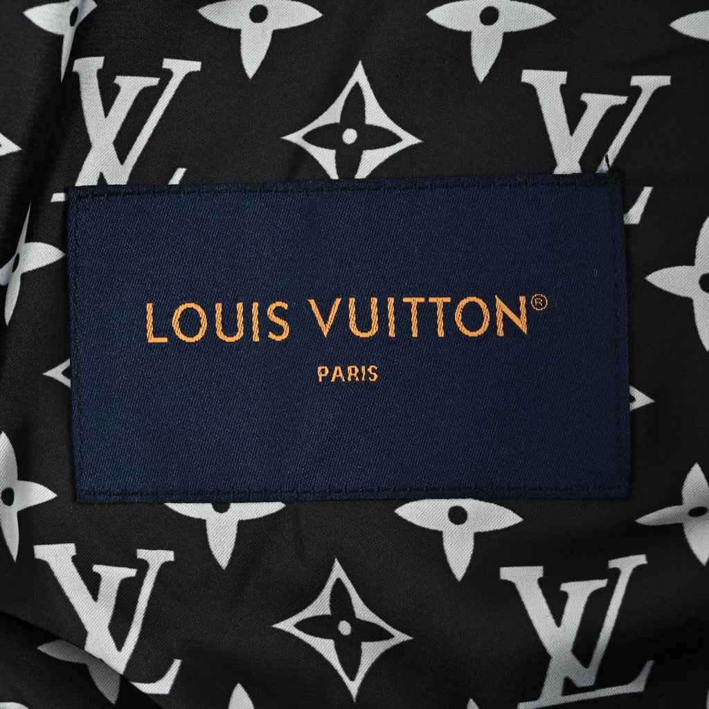 Louis Vuitton Back-Lettering Monogram-Lined Varsity Jacket | Black & White