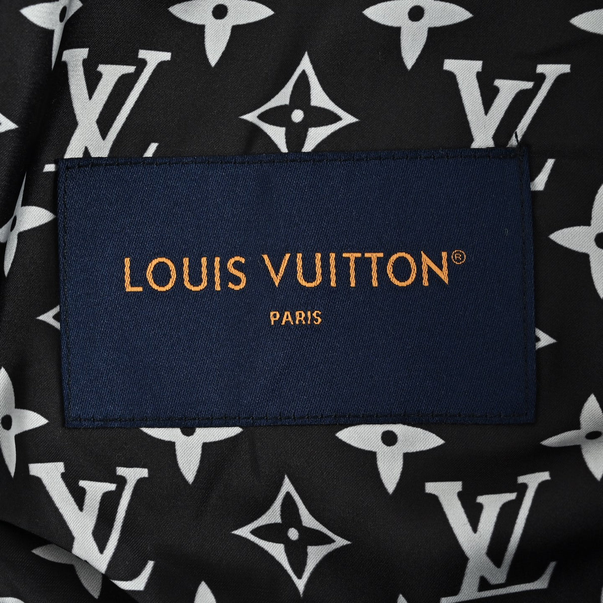 Louis Vuitton Back-Lettering Monogram-Lined Varsity Jacket | Black & White