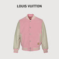 Louis Vuitton Back-Lettering Monogram-Lined Varsity Jacket | Pink & Beige