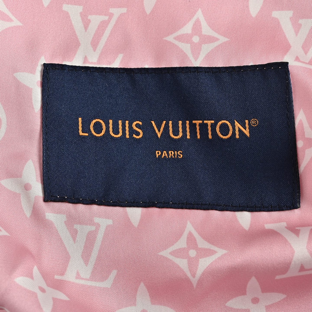 Louis Vuitton Back-Lettering Monogram-Lined Varsity Jacket | Pink & Beige