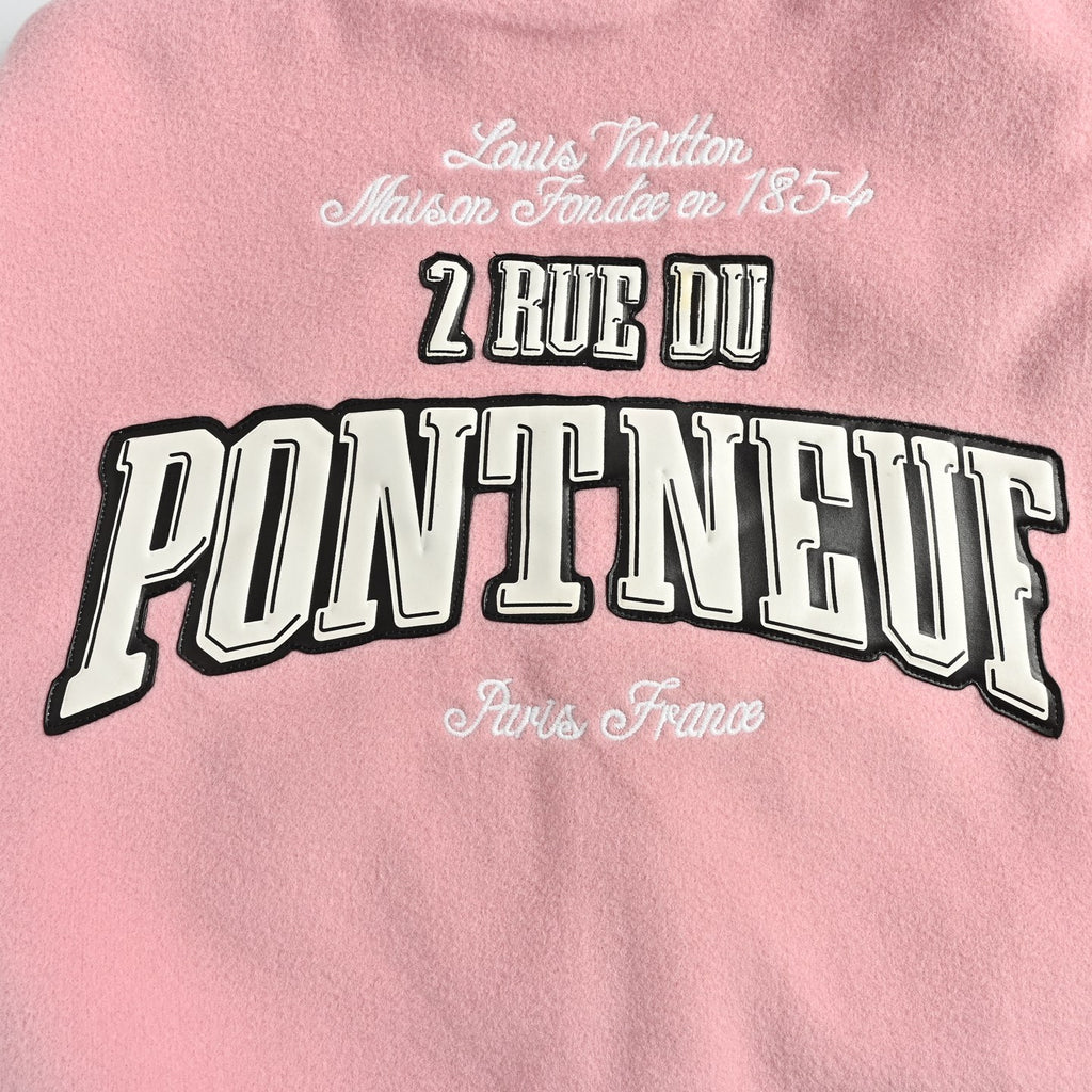 Louis Vuitton Back-Lettering Monogram-Lined Varsity Jacket | Pink & Beige