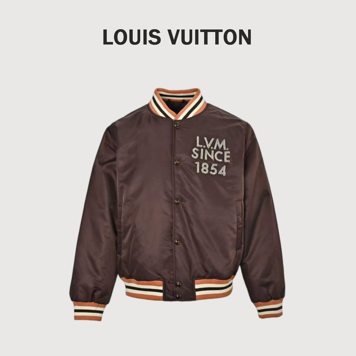 Louis Vuitton Beaded-Letter Padded Varsity Jacket | Brown