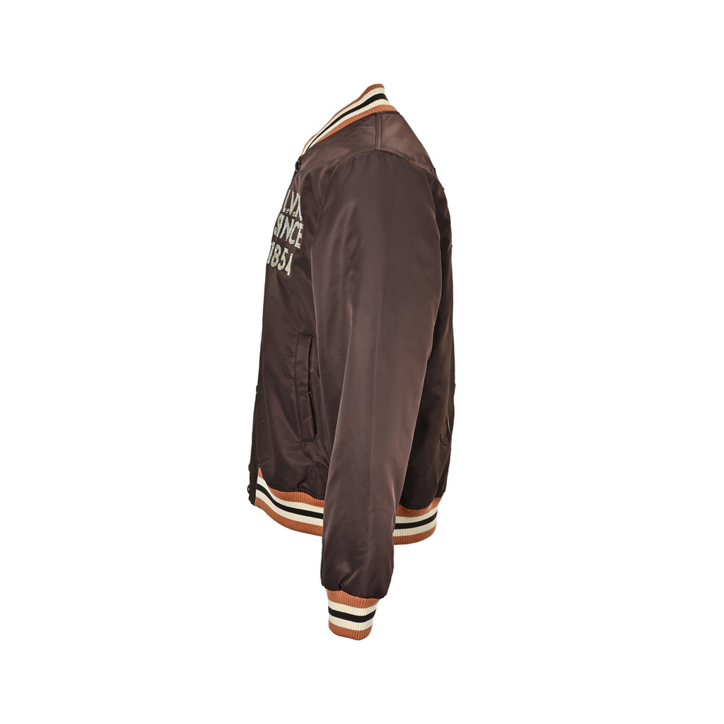 Louis Vuitton Beaded-Letter Padded Varsity Jacket | Brown