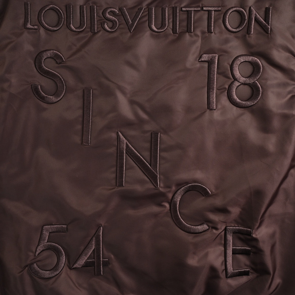Louis Vuitton Beaded-Letter Padded Varsity Jacket | Brown