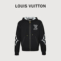 Louis Vuitton LV Intarsia-Jacquard Logo Cotton-Blend Zip-Up Hooded Jacket | Black