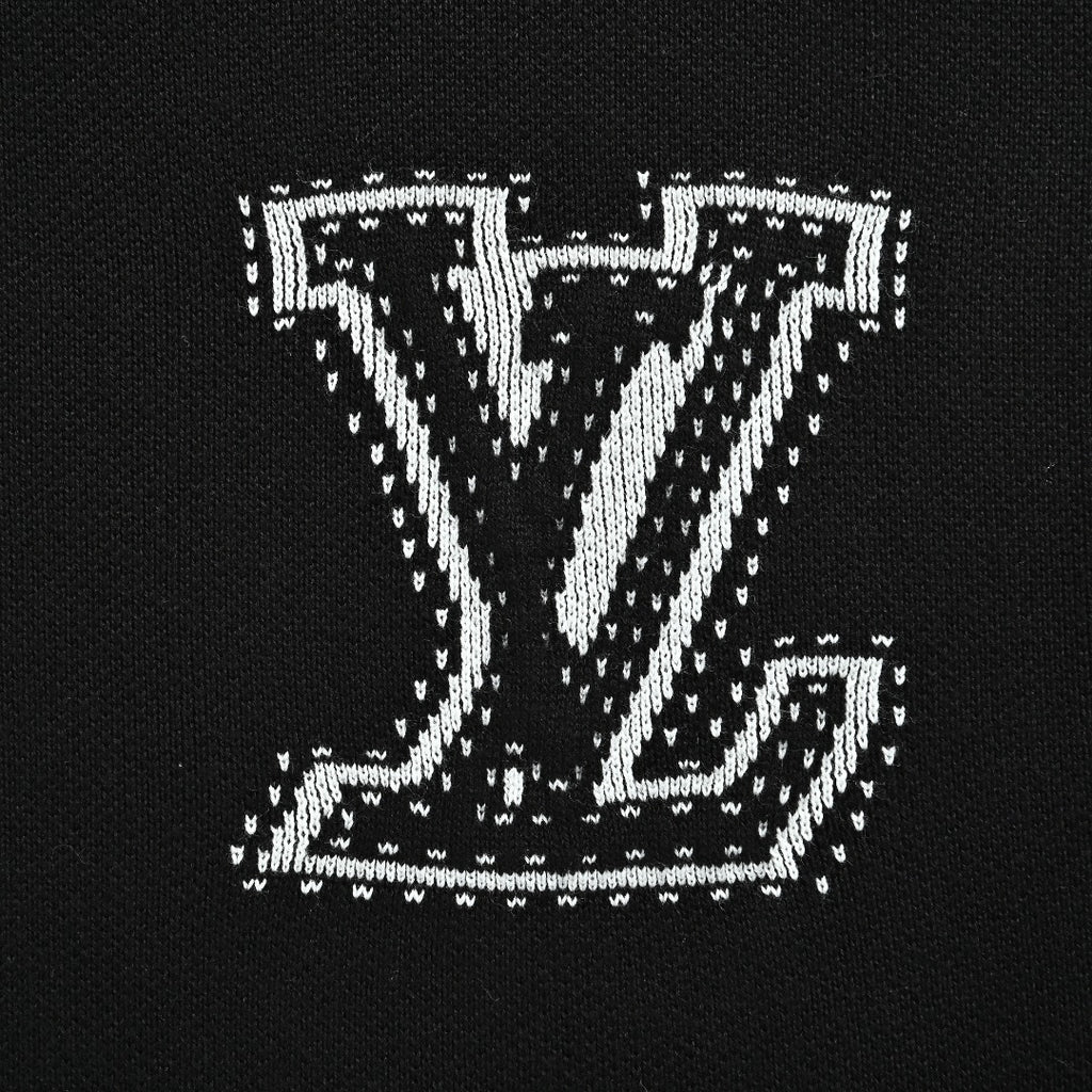 Louis Vuitton LV Intarsia-Jacquard Logo Cotton-Blend Zip-Up Hooded Jacket | Black