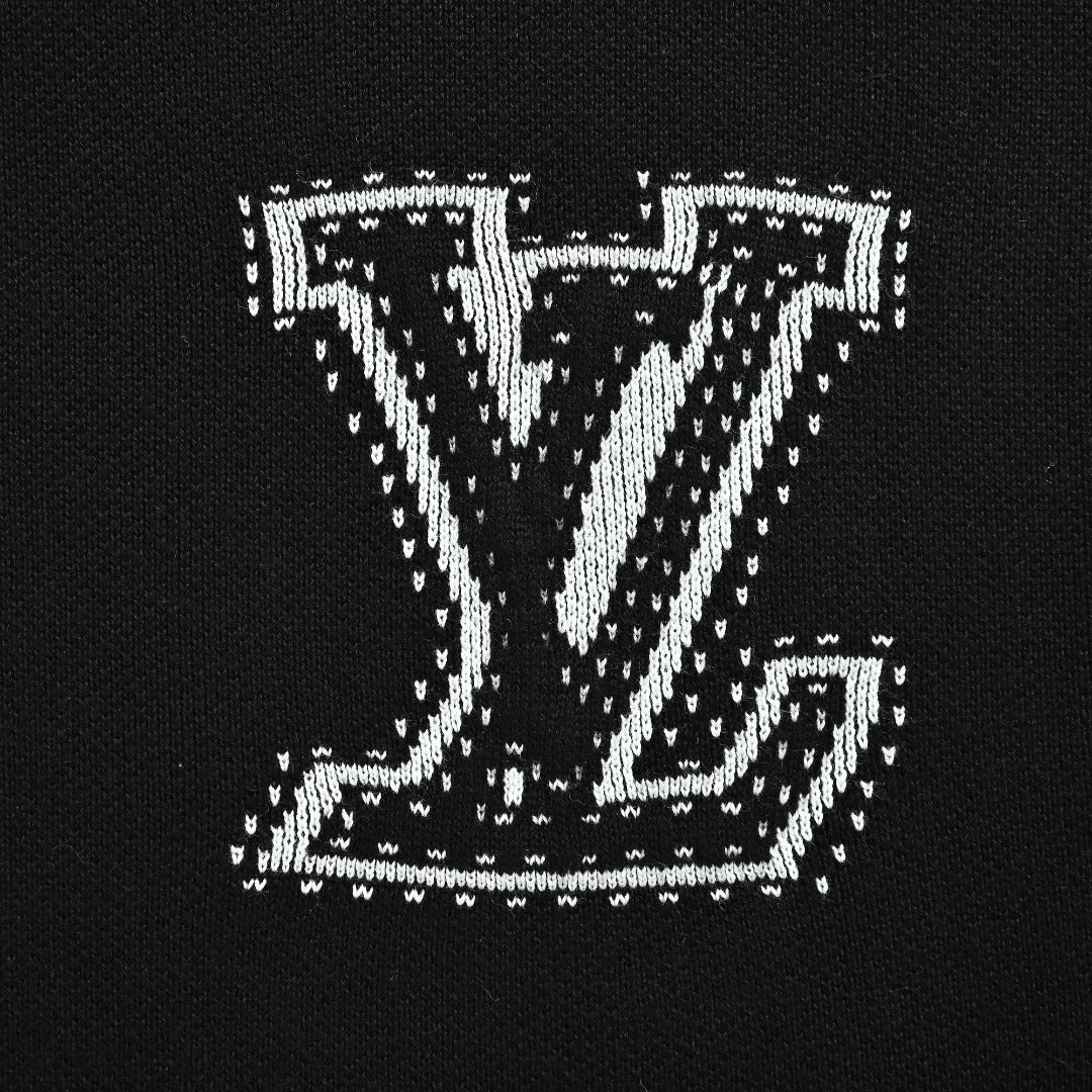 Louis Vuitton LV Intarsia-Jacquard Logo Cotton-Blend Zip-Up Hooded Jacket | Black