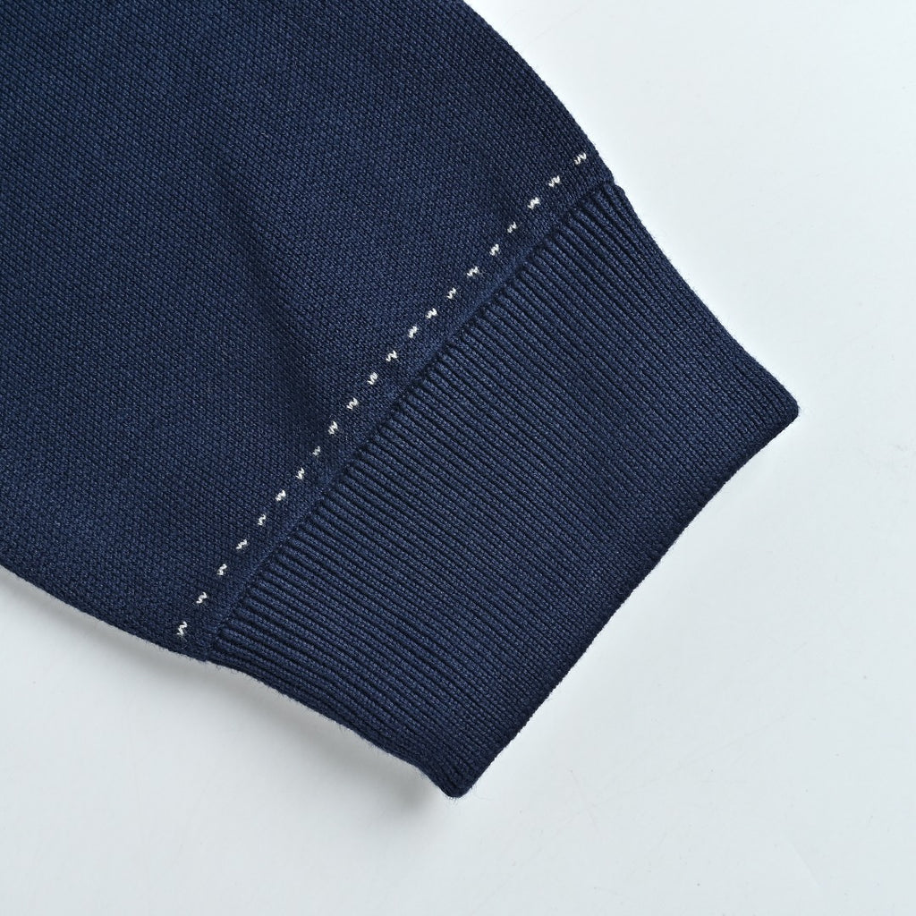 Louis Vuitton LV Intarsia-Jacquard Logo Cotton-Blend Zip-Up Hooded Jacket | Navy