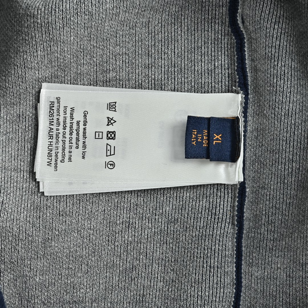 Louis Vuitton LV Intarsia-Jacquard Logo Cotton-Blend Zip-Up Hooded Jacket | Navy