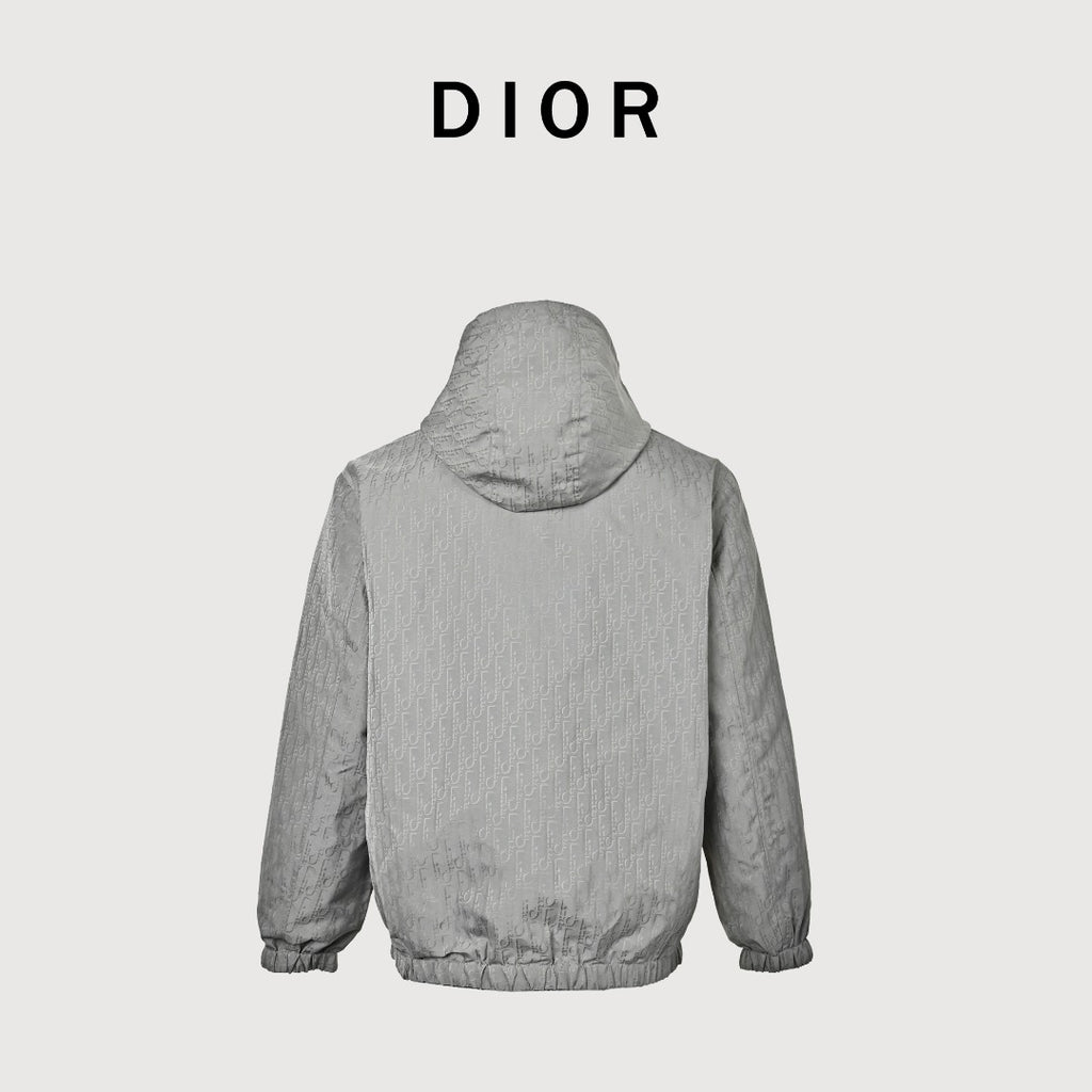 Dior Reversible Jacquard Zip-Up Hooded Jacket | Grey