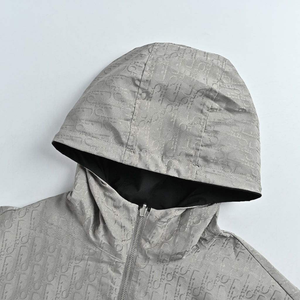 Dior Reversible Jacquard Zip-Up Hooded Jacket | Grey