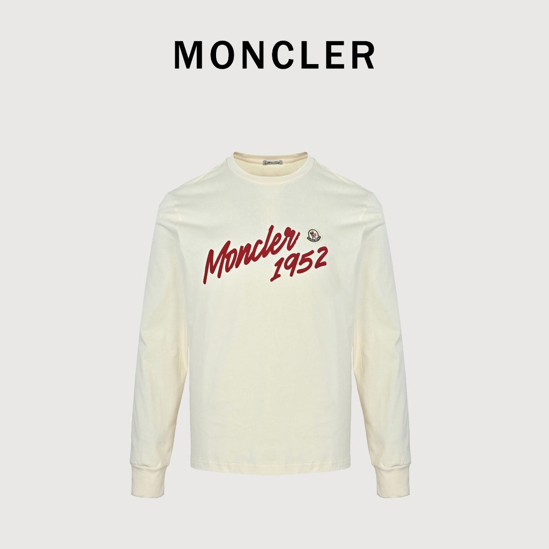 Moncler 1952 Signature-Print Long-Sleeve Top | Ivory