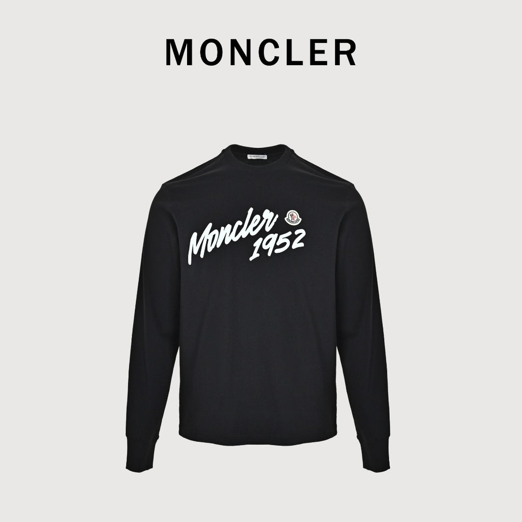 Moncler 1952 Signature-Print Long-Sleeve Top | Black