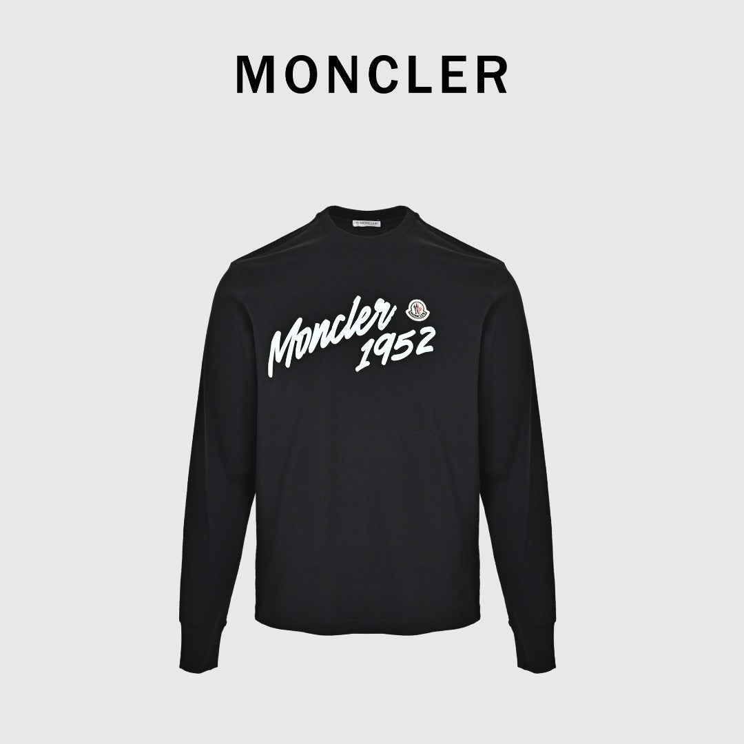 Moncler 1952 Signature-Print Long-Sleeve Top | Black