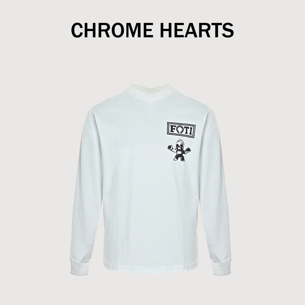 Chrome Hearts Nine-Panel Cartoon Skull-Print Long-Sleeve T-Shirt | White
