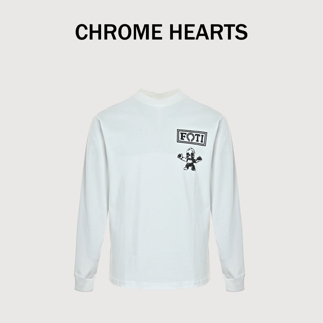 Chrome Hearts Nine-Panel Cartoon Skull-Print Long-Sleeve T-Shirt | White