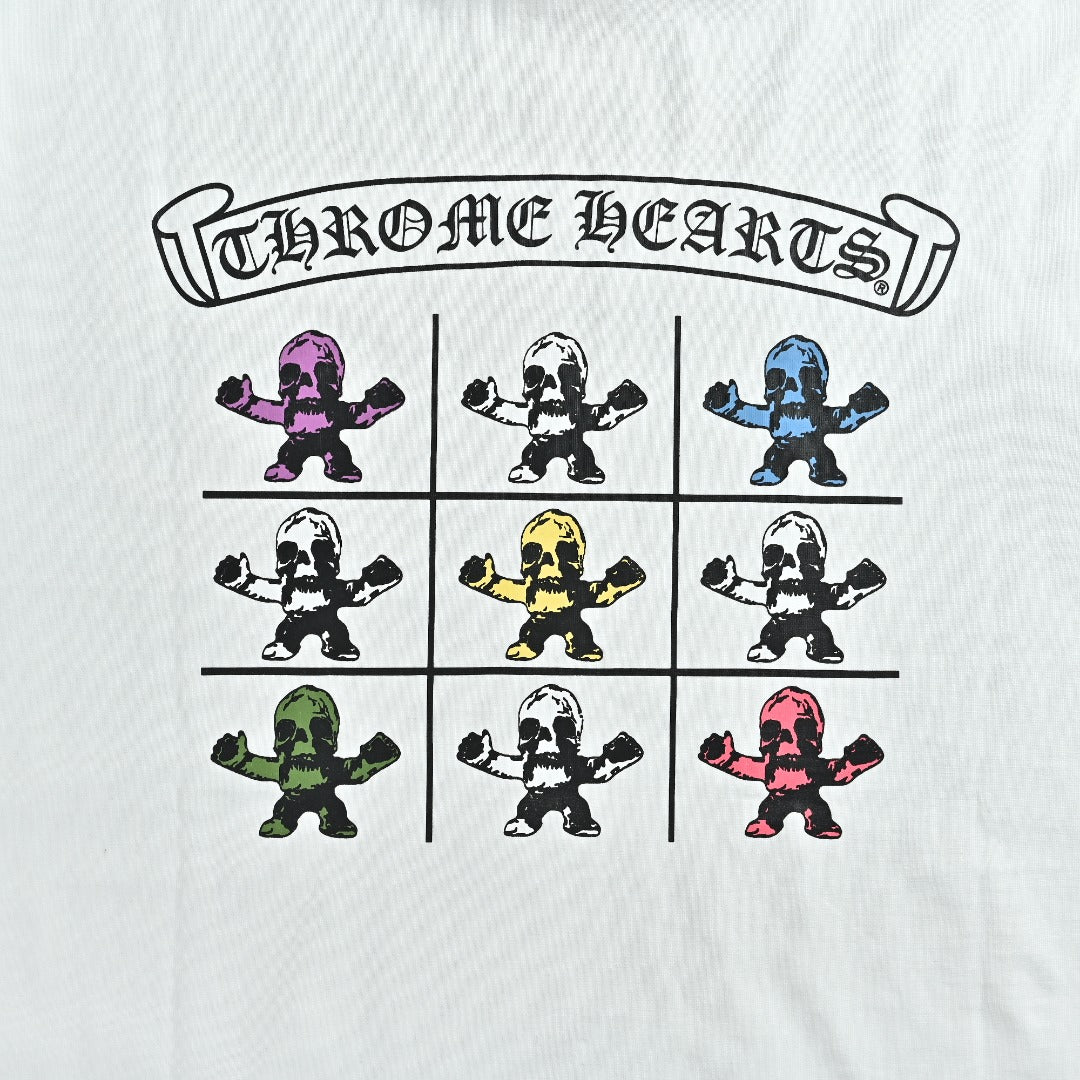 Chrome Hearts Nine-Panel Cartoon Skull-Print Long-Sleeve T-Shirt | White