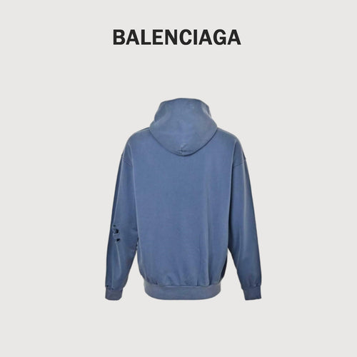 Balenciaga Washed Eiffel Tower Graphic Hoodie | Blue