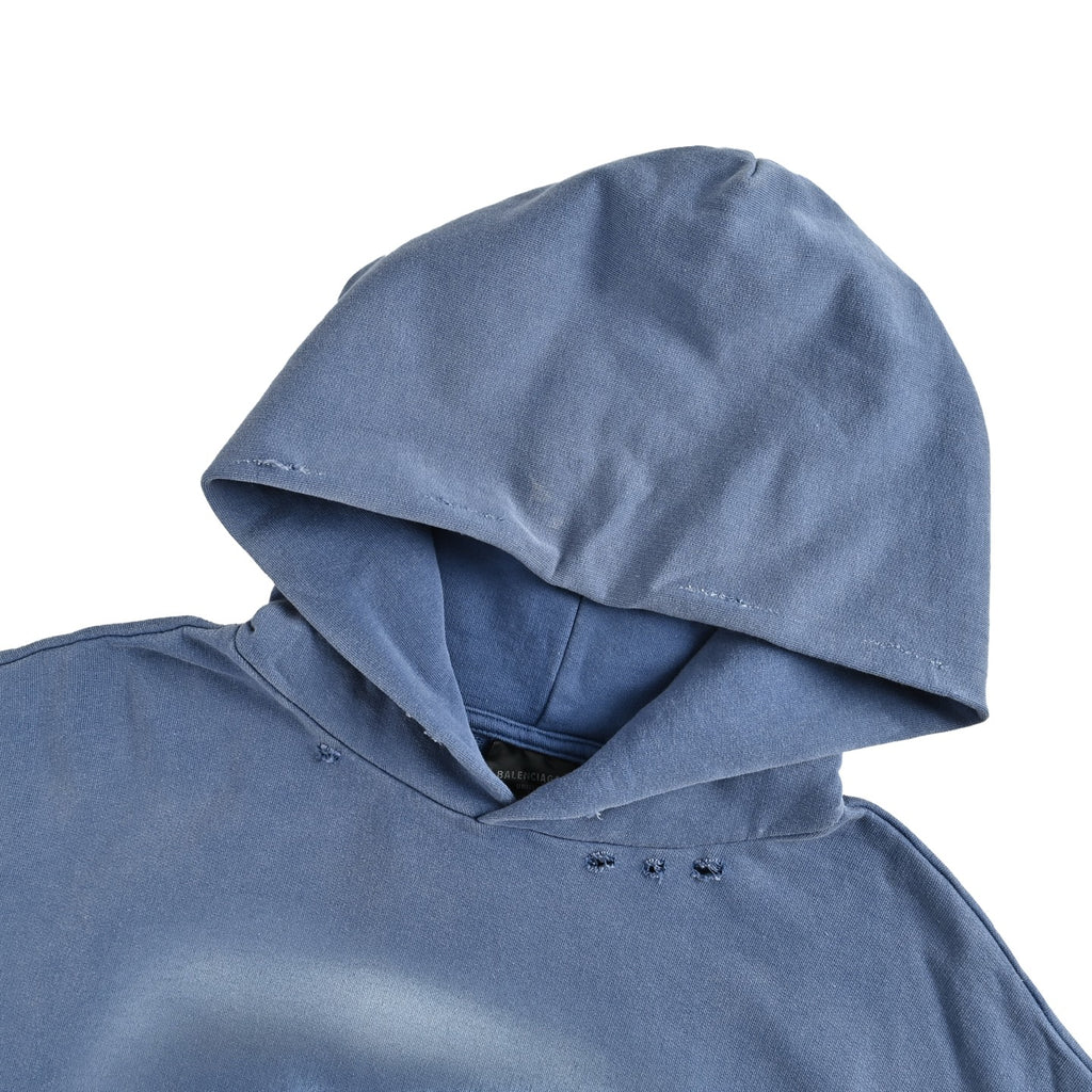 Balenciaga Washed Eiffel Tower Graphic Hoodie | Blue
