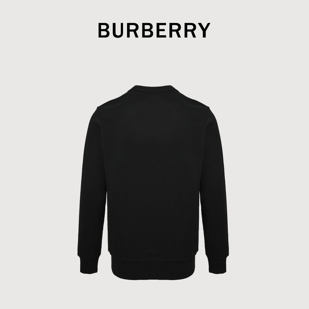 Burberry Check-Appliqué Knight-Embroidered Crewneck Sweatshirt | Black | Fall/Winter 2025
