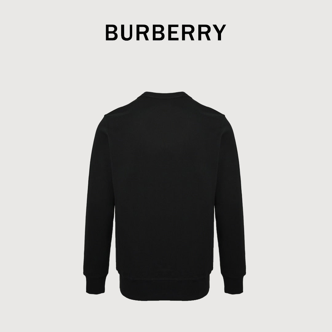 Burberry Check-Appliqué Knight-Embroidered Crewneck Sweatshirt | Black | Fall/Winter 2025