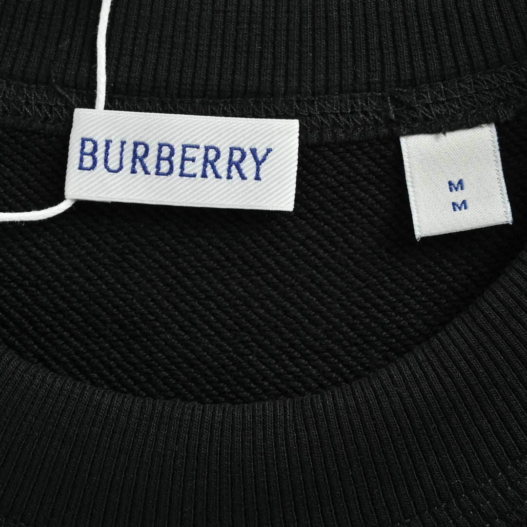 Burberry Check-Appliqué Knight-Embroidered Crewneck Sweatshirt | Black | Fall/Winter 2025