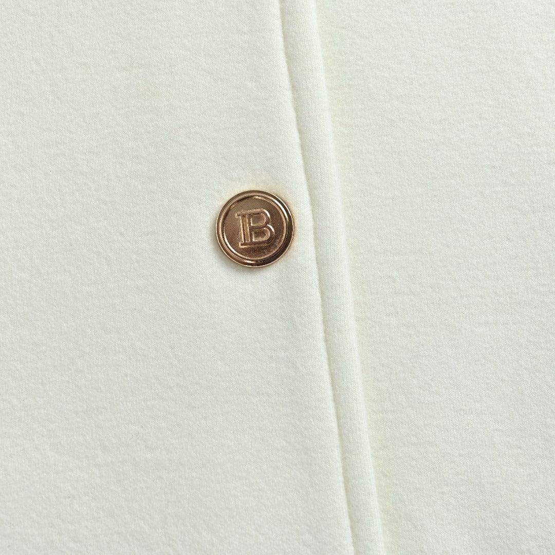 Burberry Check Elbow-Patch Button-Front Jacket | Ivory