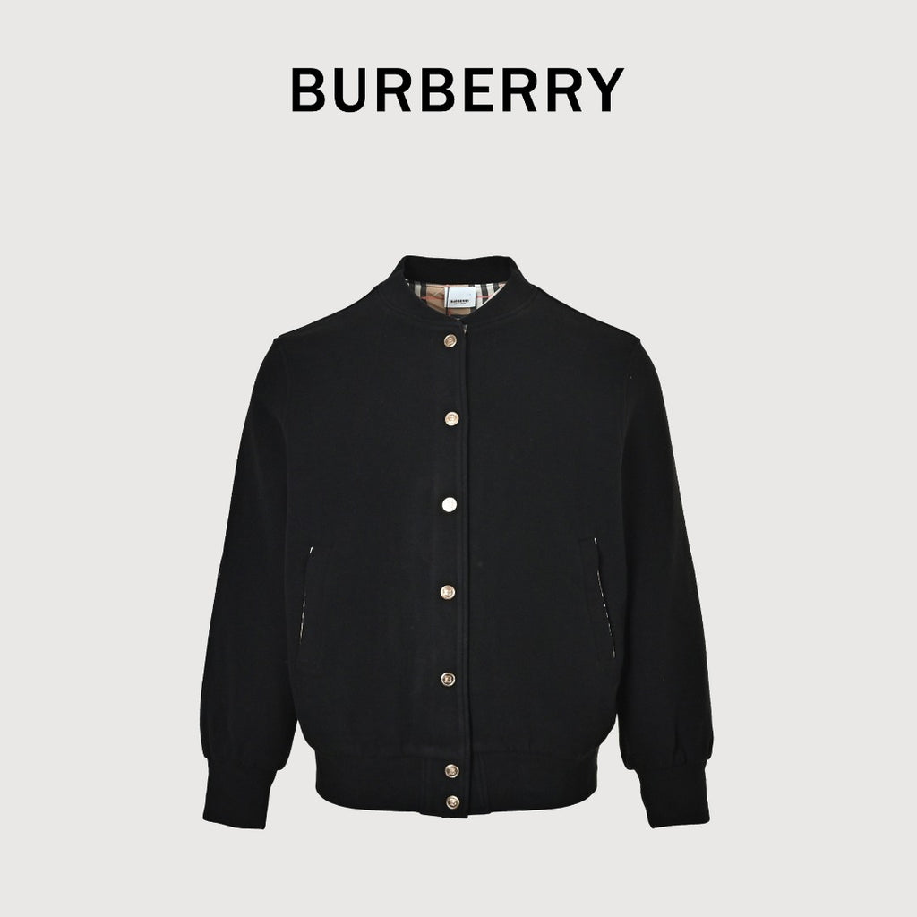 Burberry Check Elbow-Patch Button-Front Jacket | Black