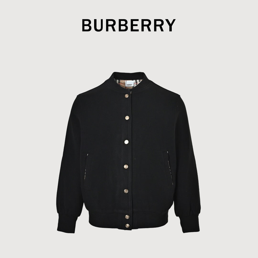 Burberry Check Elbow-Patch Button-Front Jacket | Black