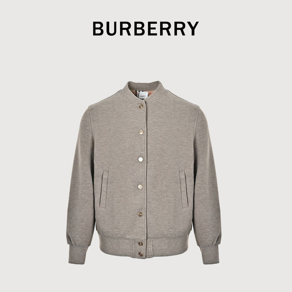 Burberry Check Elbow-Patch Button-Front Jacket | Grey