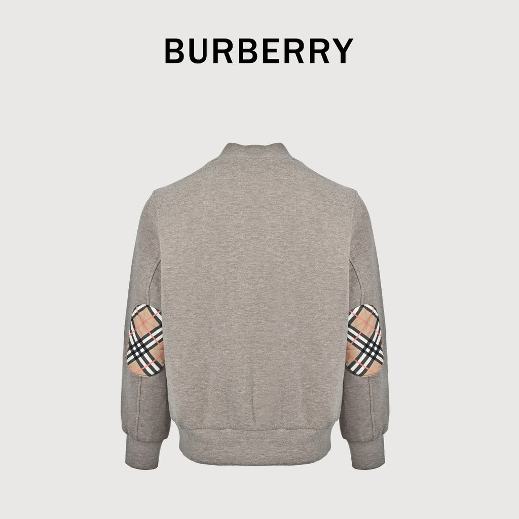 Burberry Check Elbow-Patch Button-Front Jacket | Grey