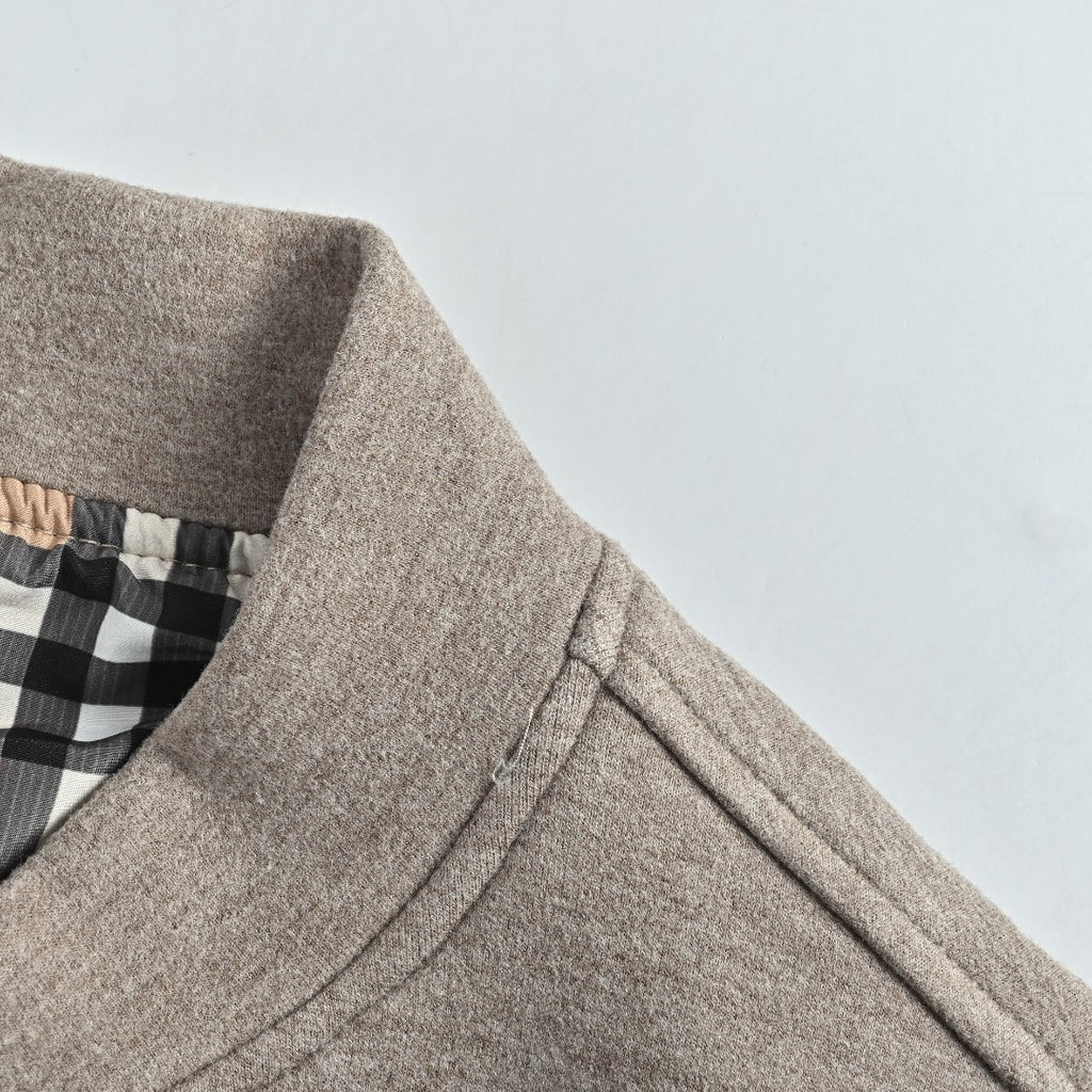 Burberry Check Elbow-Patch Button-Front Jacket | Grey