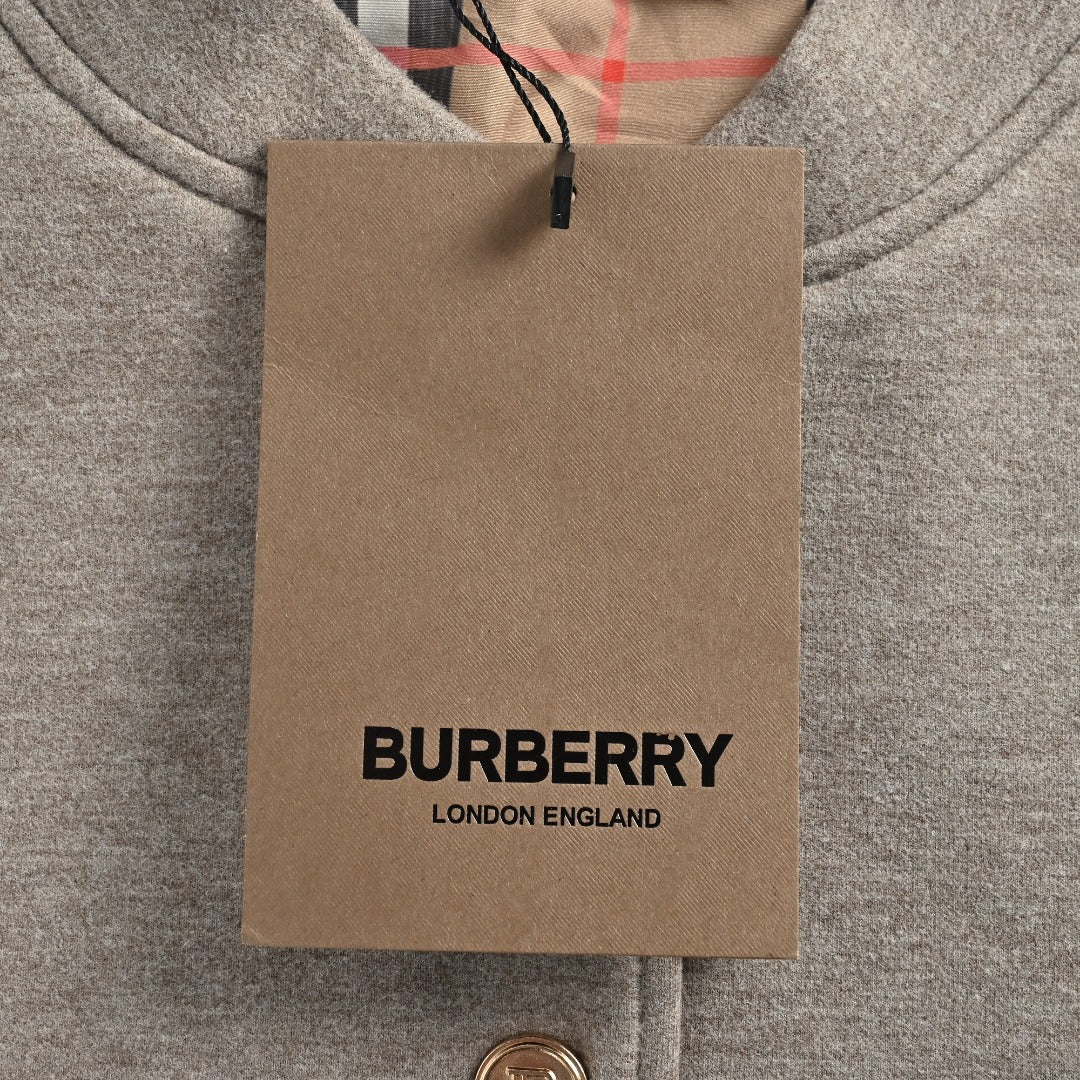 Burberry Check Elbow-Patch Button-Front Jacket | Grey