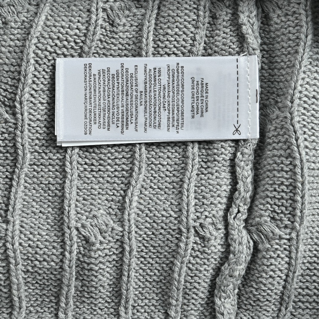 Ralph Lauren Pony-Logo Cable-Knit Hooded Sweater | Light Grey